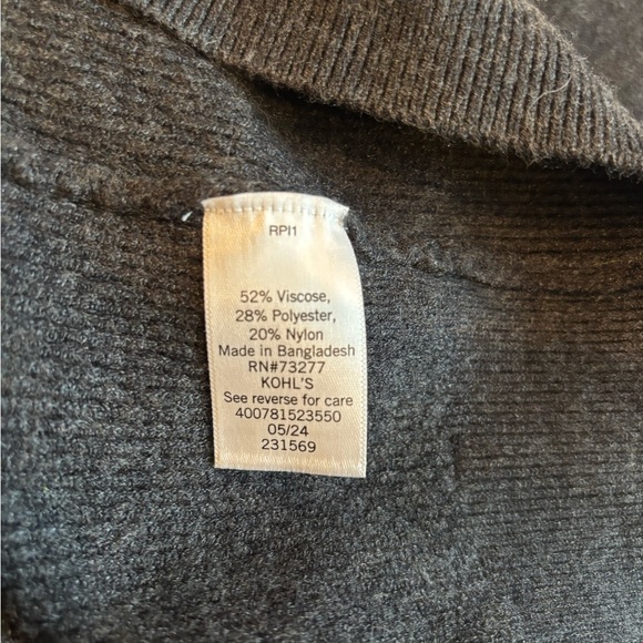 FLX Men's Sweater Black Quarter Zip-Up Turtleneck Pullover Dark Grey Size M - Picture 7 of 11